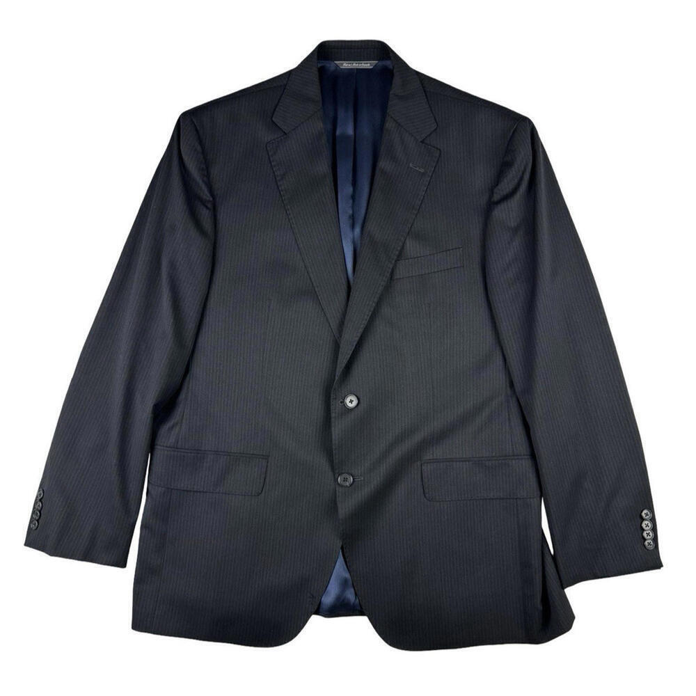 Jack Victor Pinstripe Wool Single-Breasted Blazer Jacket Black Size US 44 R